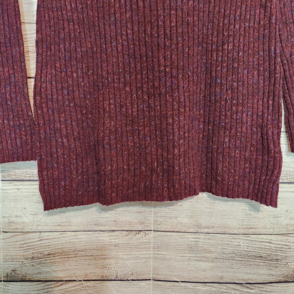 Free People Purple Ribbed Hooded Quarter Zip Wool Blend Sweater Top Size Medium - Picture 5 of 16